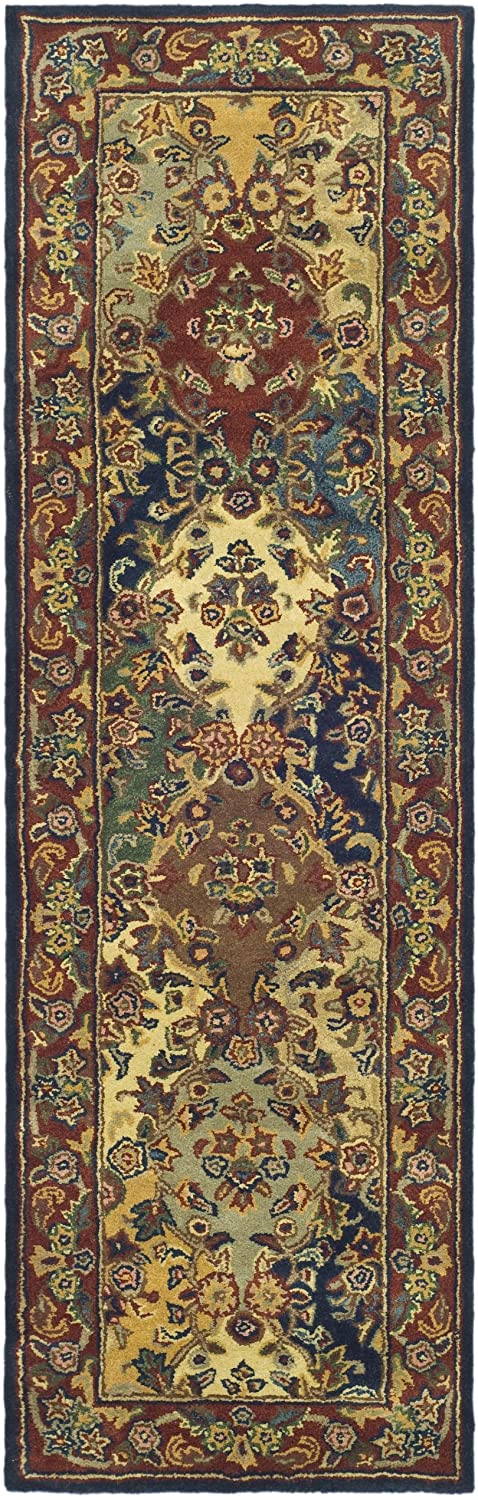 Handmade Traditional Oriental Premium Wool Area Rug, Beige / Burgundy