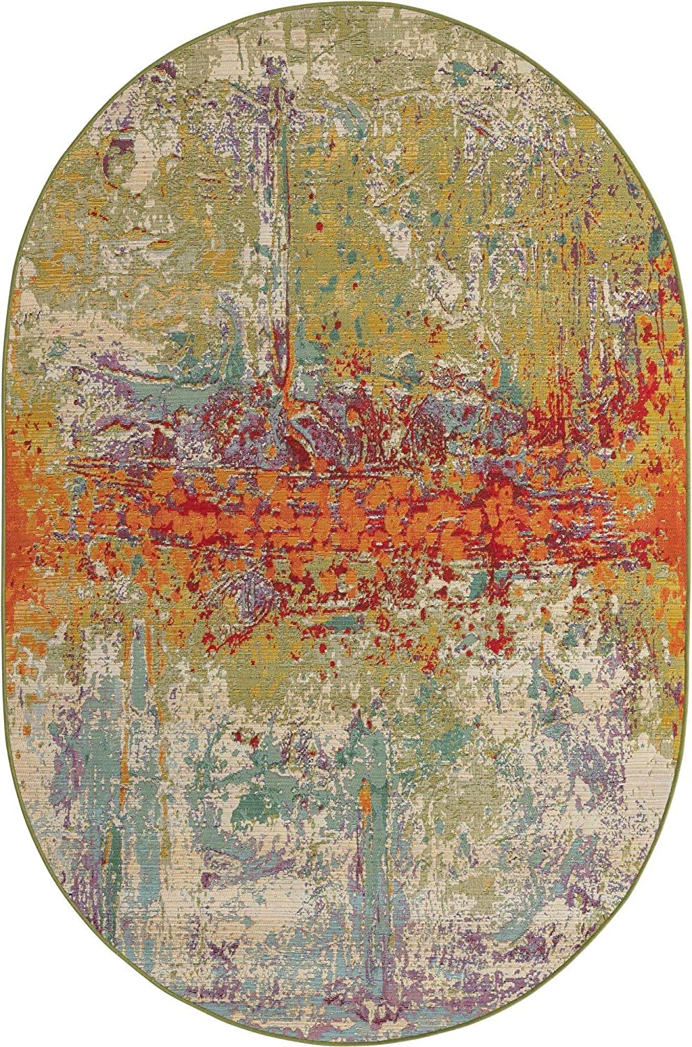 Outdoor Modern Collection Rustic Colorful Abstract Transitional Flatweave Multi Area Rug