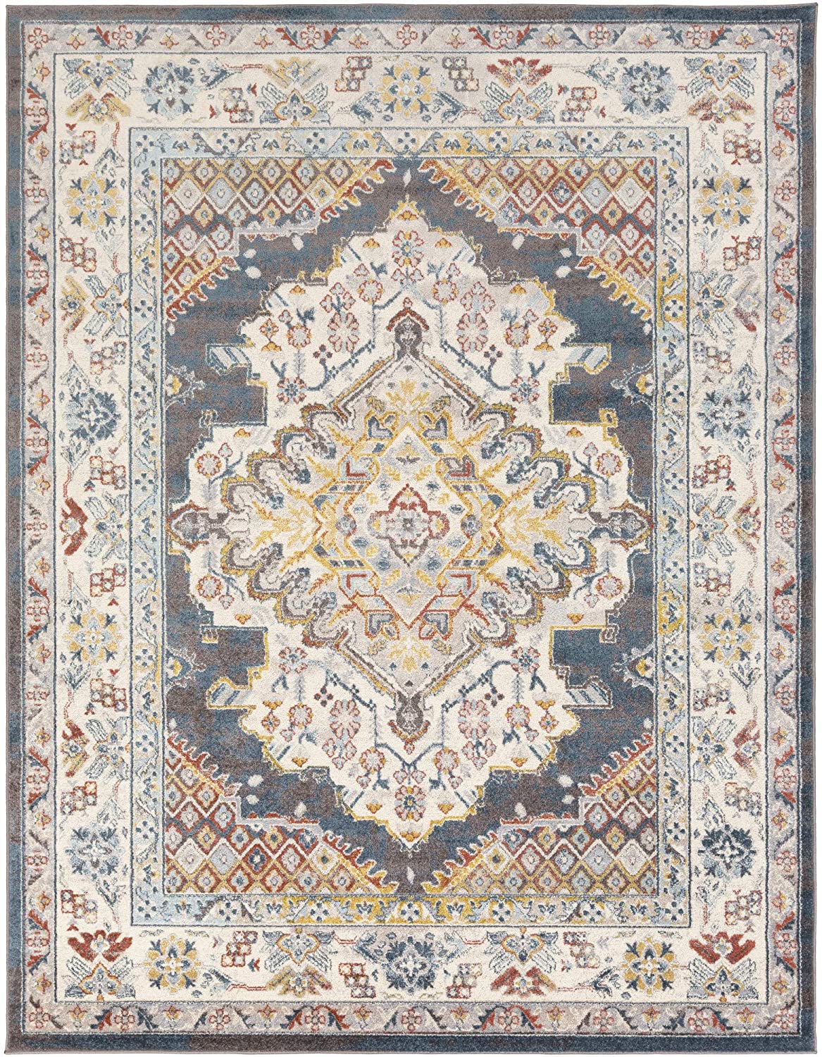 Anja Oriental Medallion Area Rug, Teal