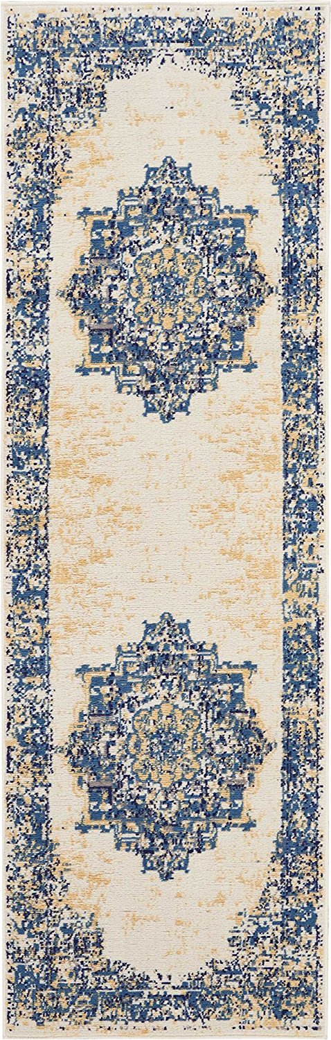 Navy Blue White Distressed Persian Area Rugs