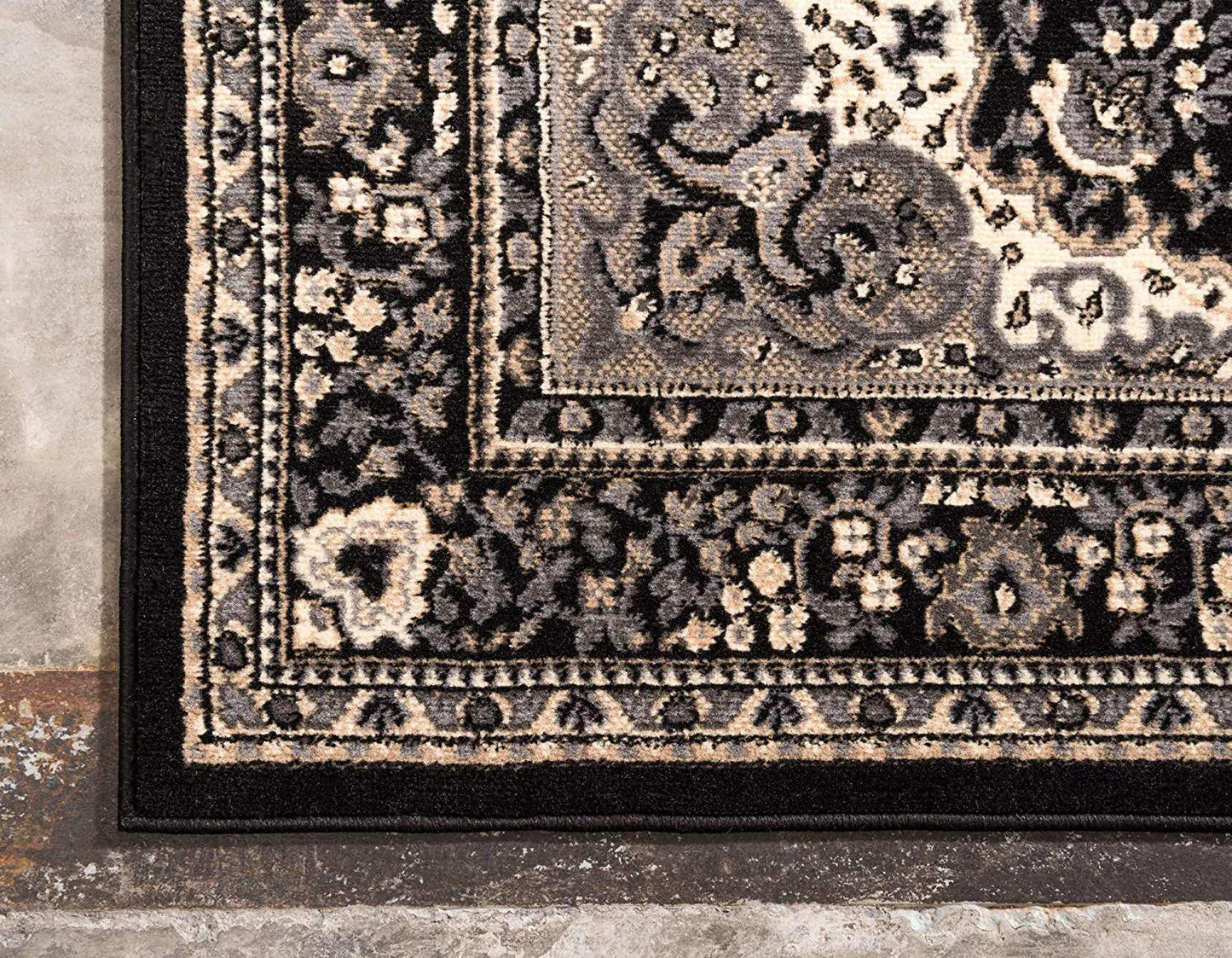 Traditional Medallion Black Soft Area Rug