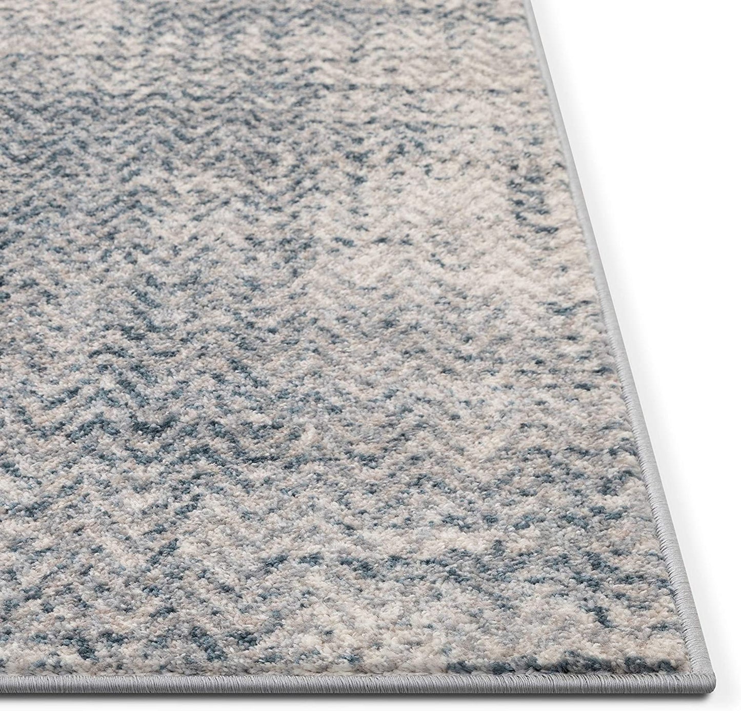 Loket Grey Modern Geometric Boxes & Stripes Pattern Area Rug