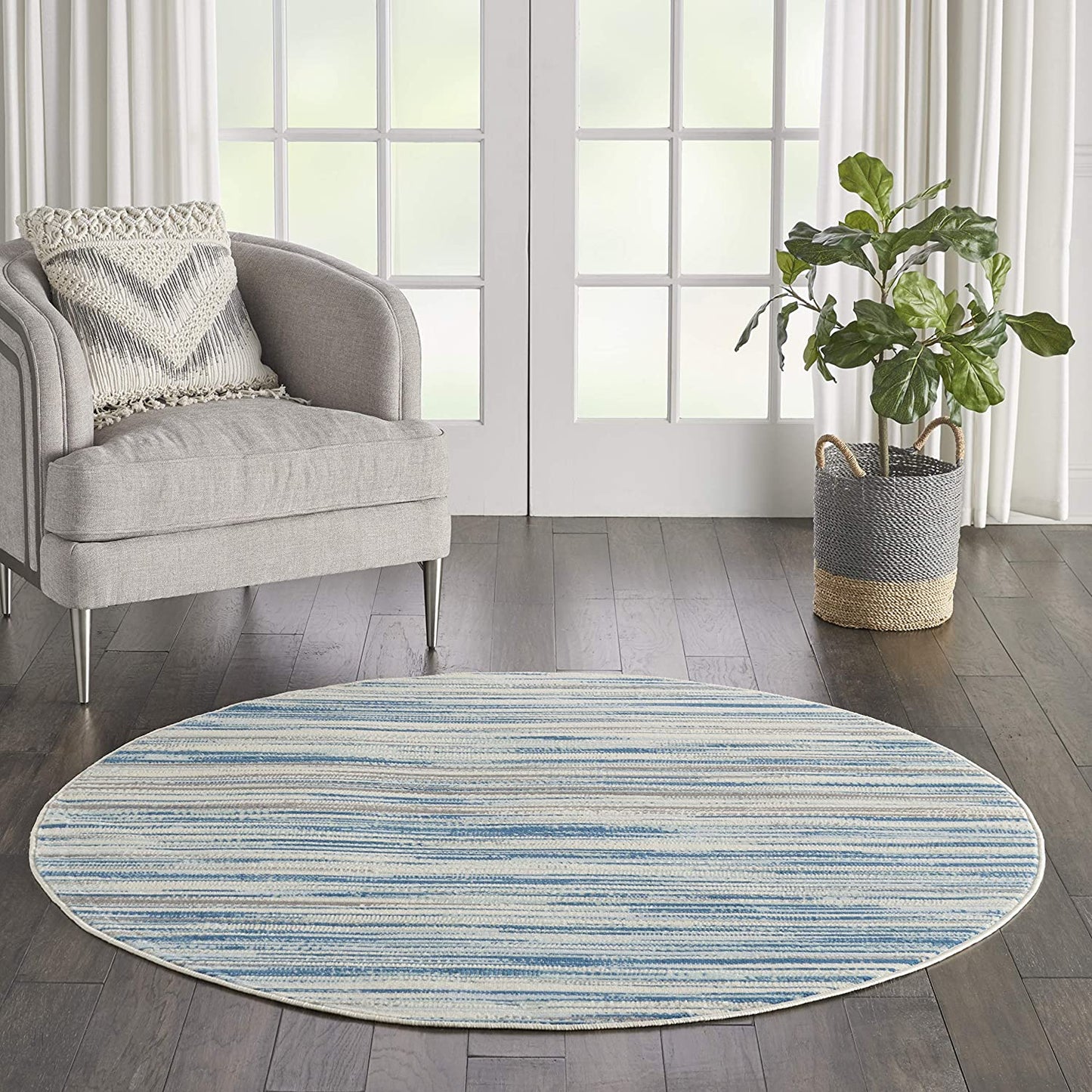 Modern Coastal Blue Area Rug