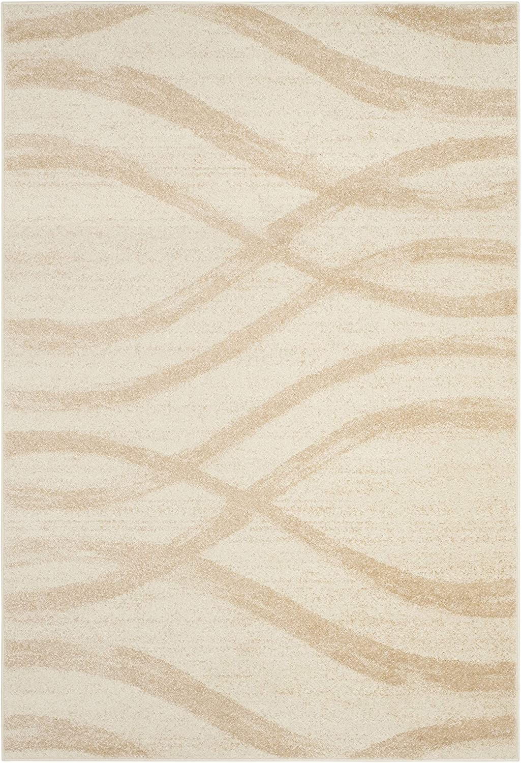 Modern Wave Distressed Soft Area Rug, Cream / Champagne