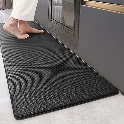 Cushioned Anti-Fatigue Kitchen Mat, Non Skid Waterproof Comfort Standing Kitchen Rugs and Mats, Memory Foam Kitchen mat, 17"x79", Black