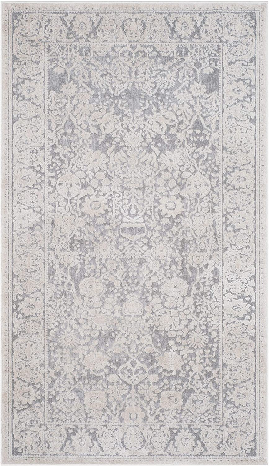 Reflection Collection Vintage Distressed Soft Area Rug Light Grey / Cream