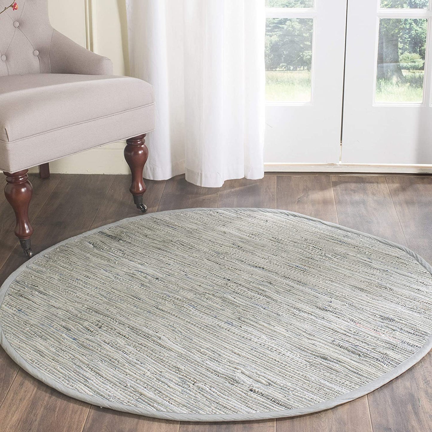 Hand Woven Grey Cotton Area Rug