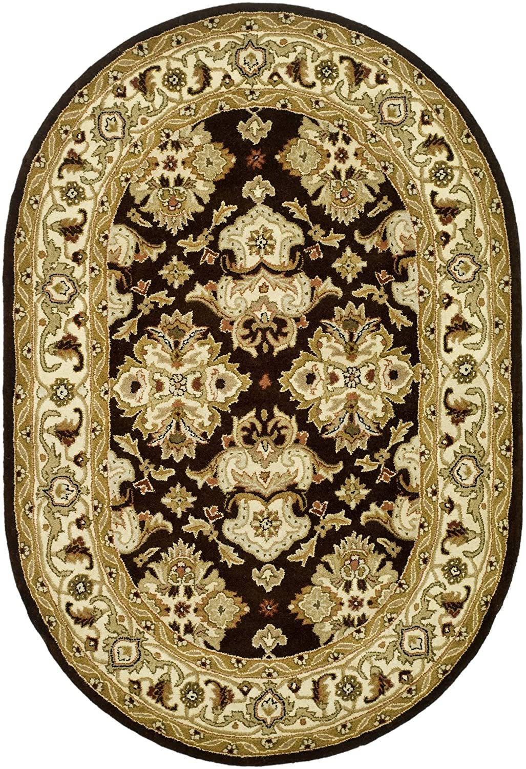 Safavieh Heritage Collection Handmade Traditional Oriental Premium Wool Area Rug, Espresso / Ivory