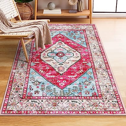 Non-Slip Distressed Vintage Persian Oriental, Small Accent Throw Low Pile Traditional Area Rug - 2' X 3'