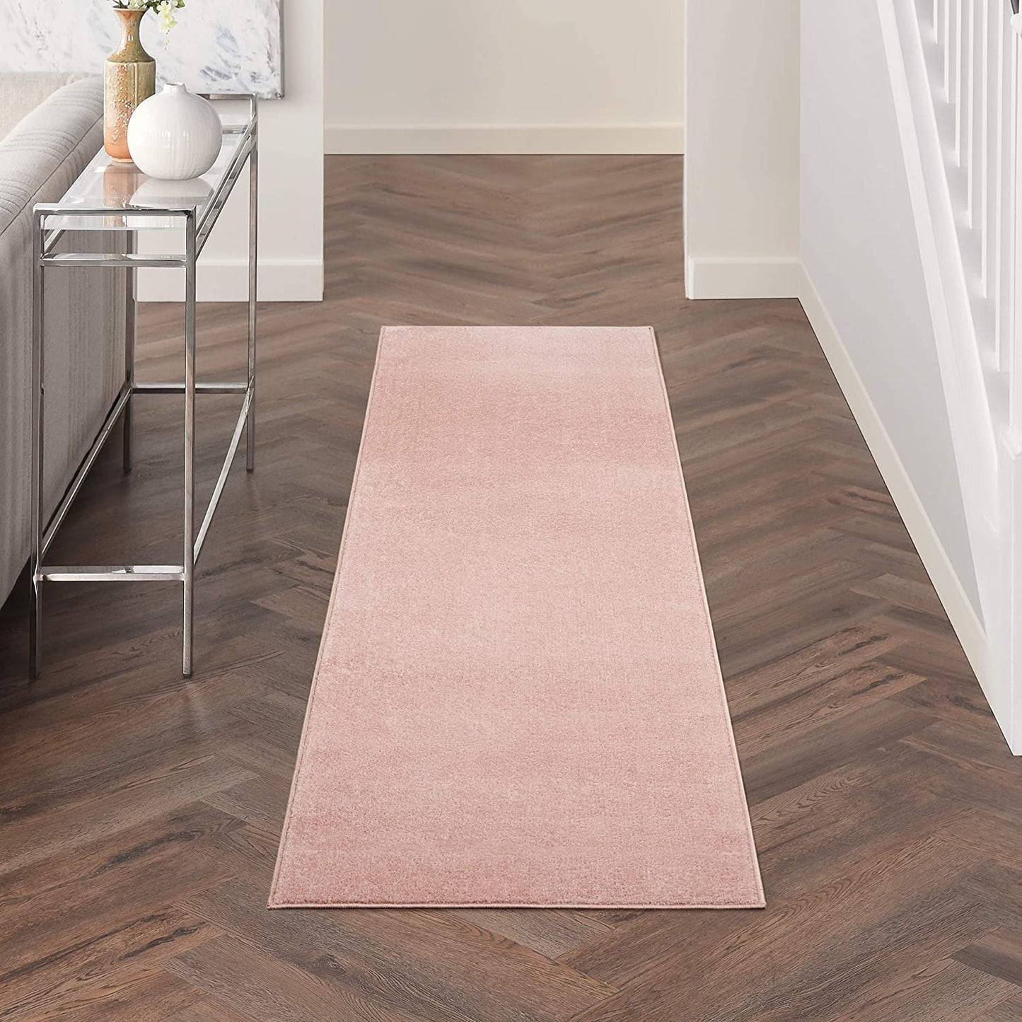 Solid Contemporary Pink Indoor/Outdoor Area Rug