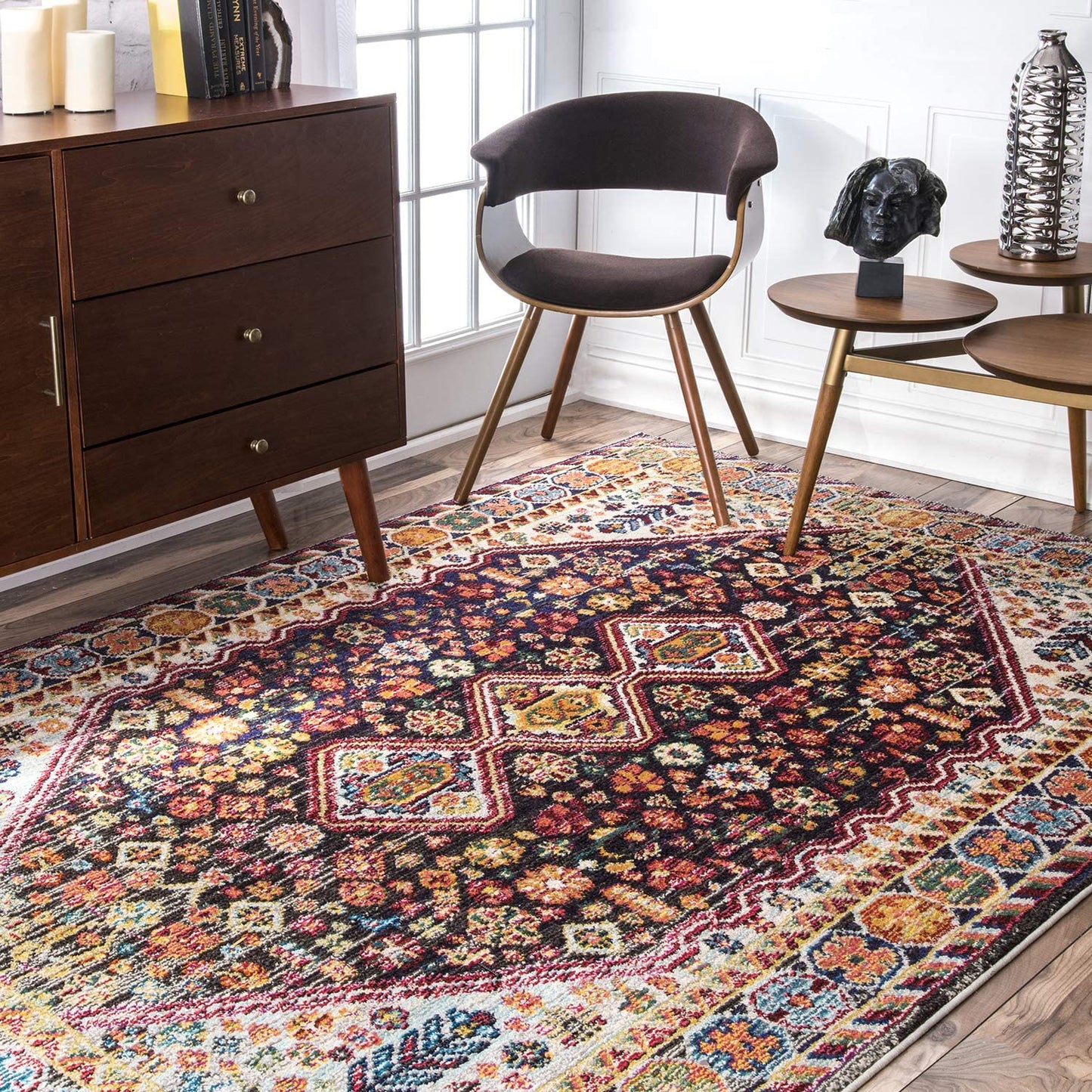 nuLOOM Meadow Vintage Vibrant Black
