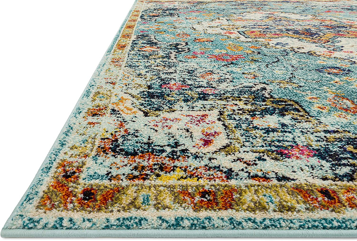 Nadia Collection Vintage Distressed Persian Soft Area Rug Blue/Midnight