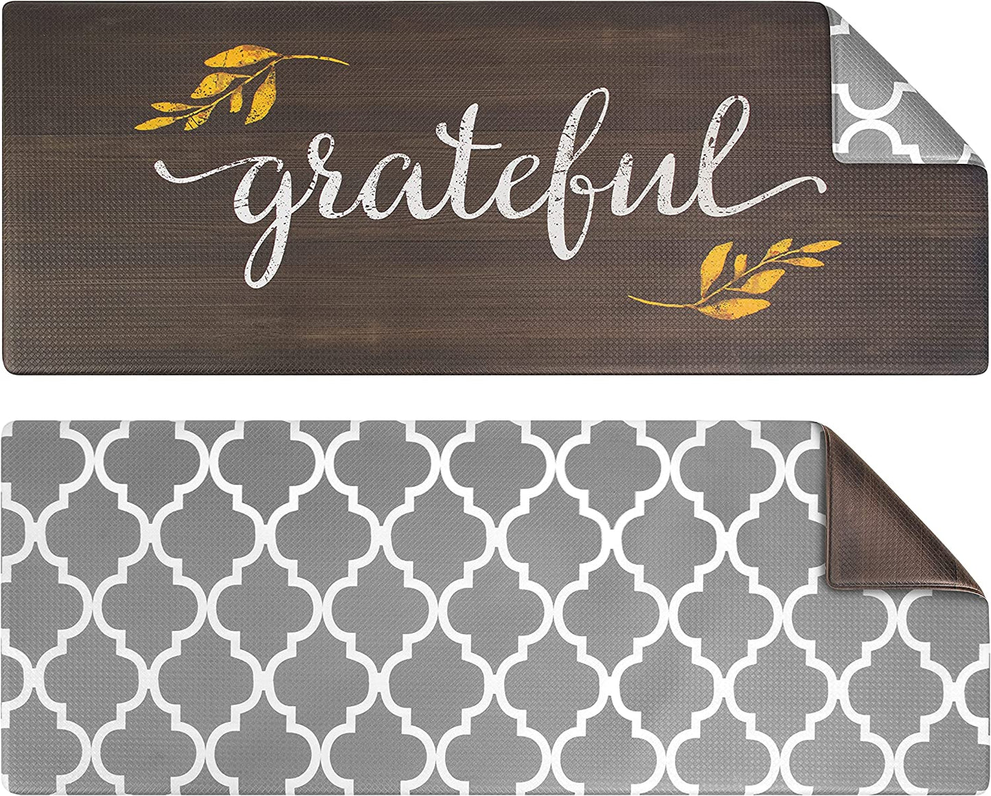 Anti Fatigue Reversible Cushioned Memory Foam Kitchen Rug Pad, 32x17 (Marble Gray)