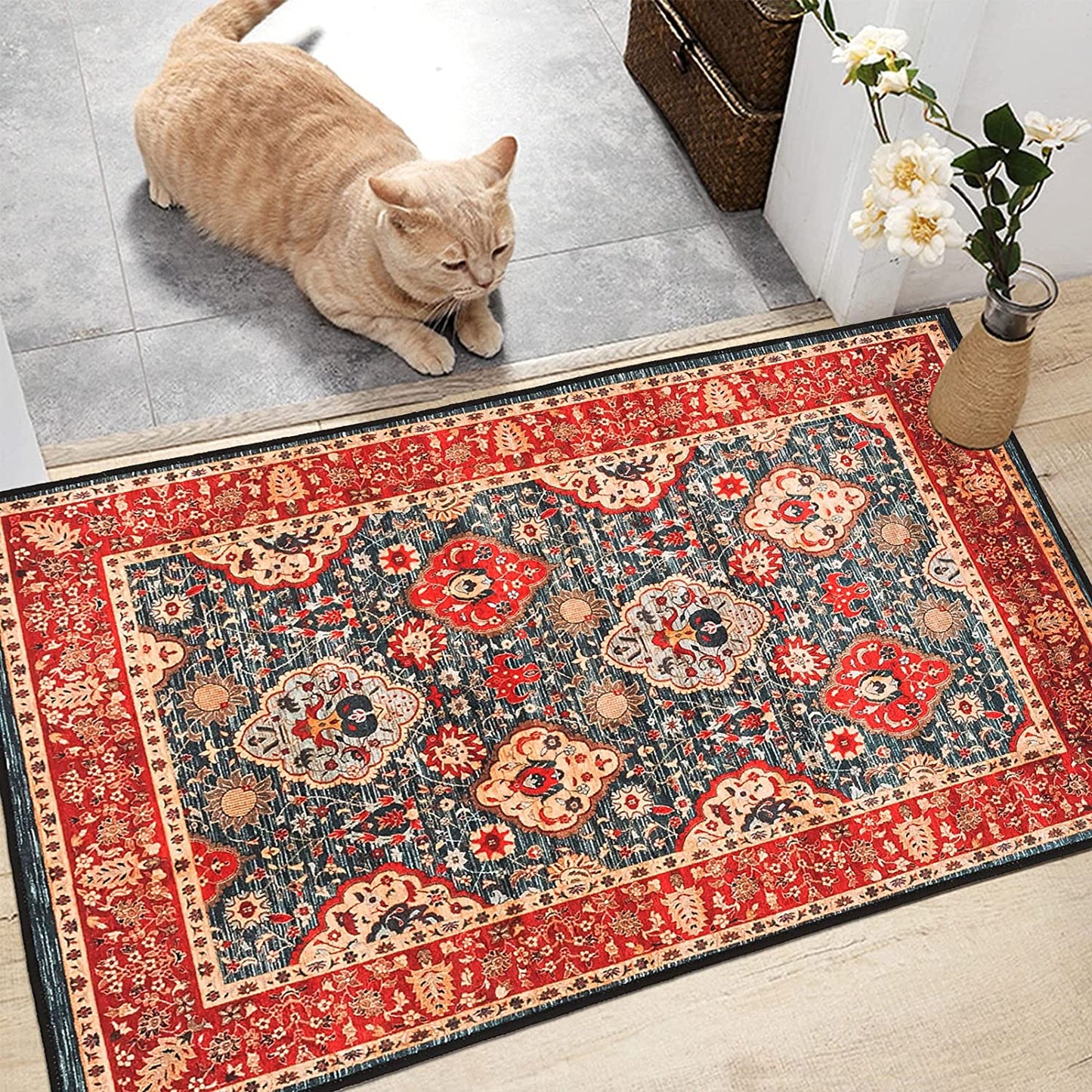 Set of 2 Non-Slip Bohemian Kitchen Runner Rug 63*19.7/31.5*19.7