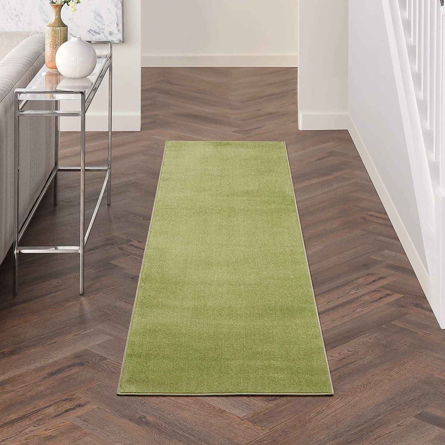 Solid Contemporary Green Indoor/Outdoor Area Rug