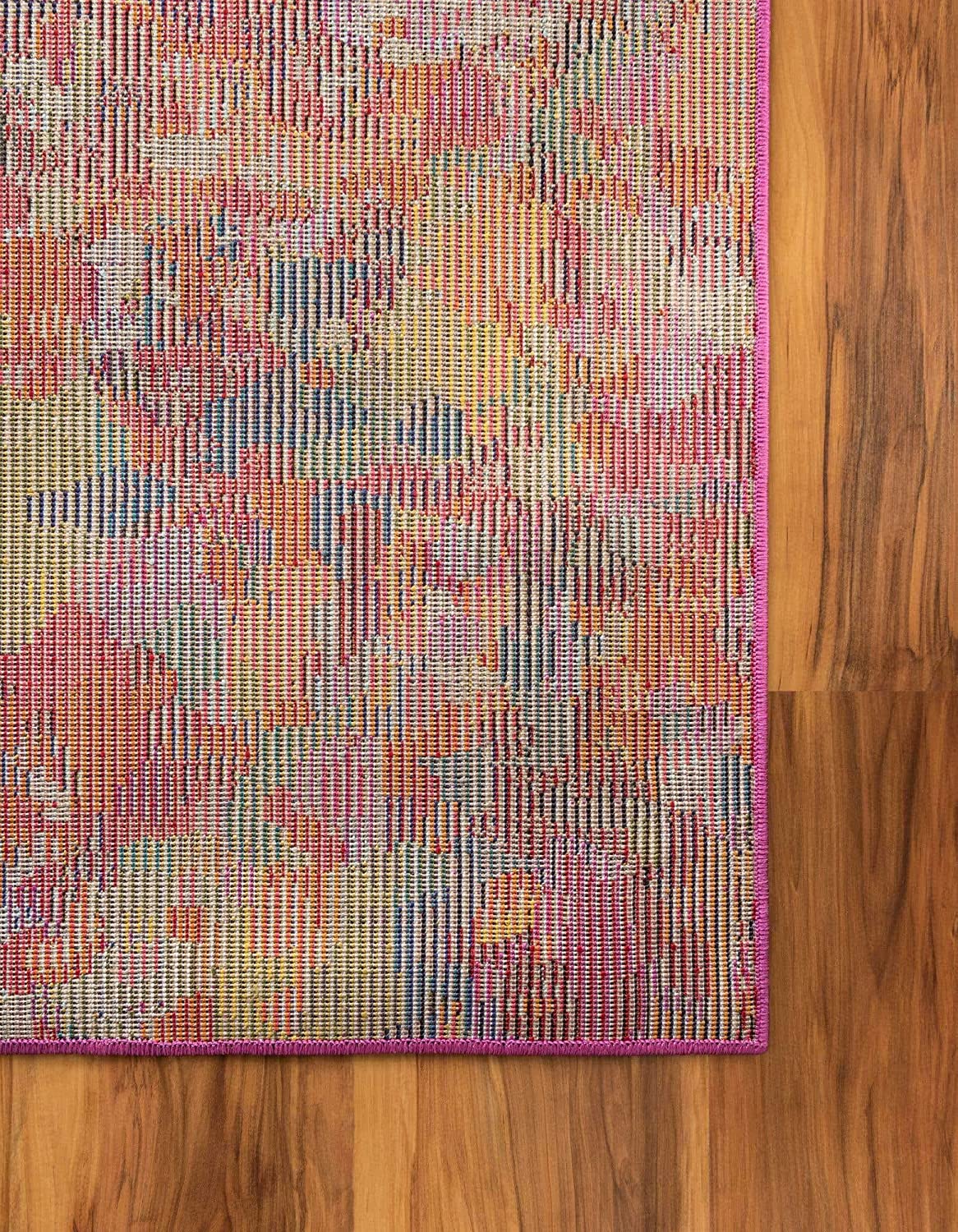 Modern Abstract Magenta Soft Rug