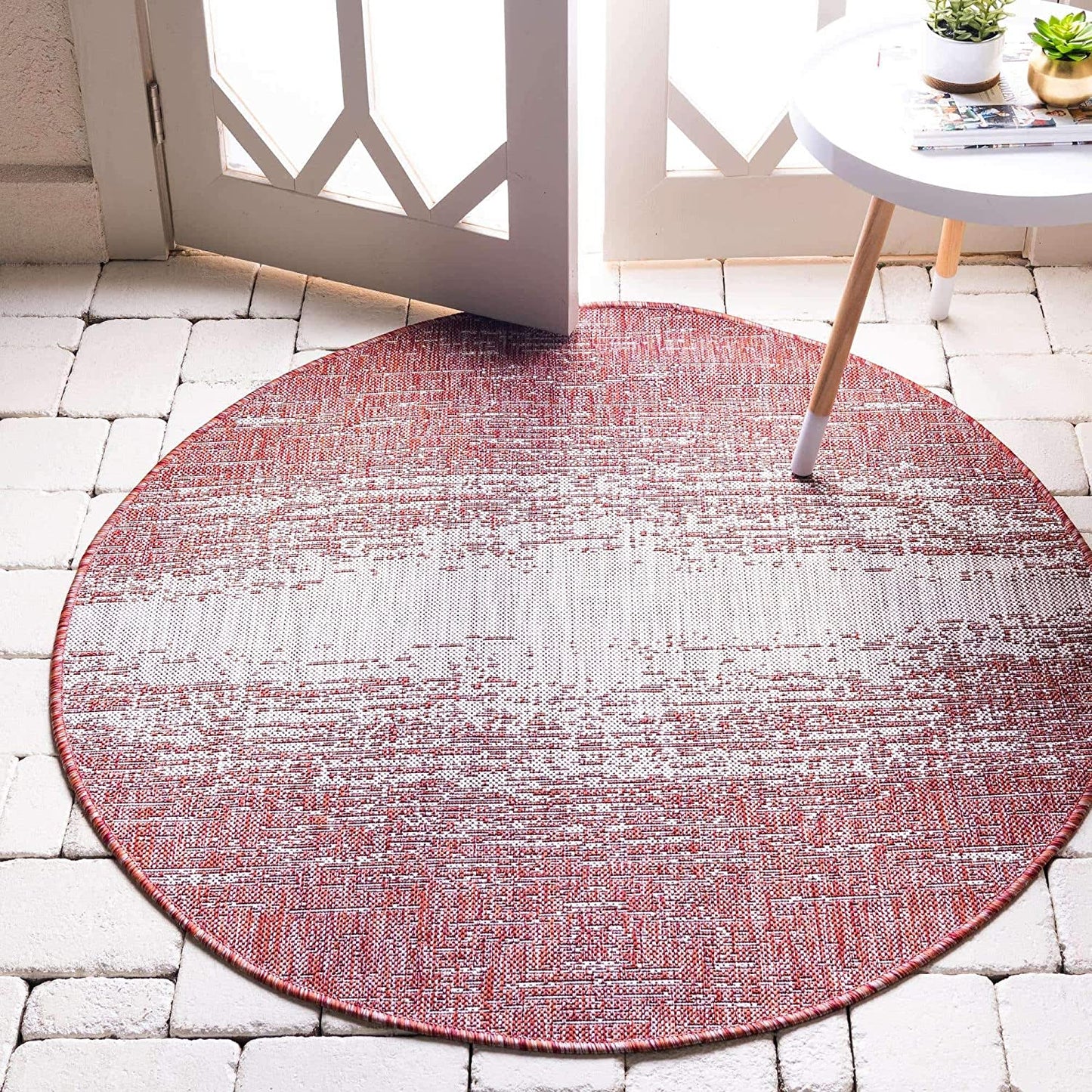 Outdoor Modern Collection Distressed Gradient Transitional Rust Red