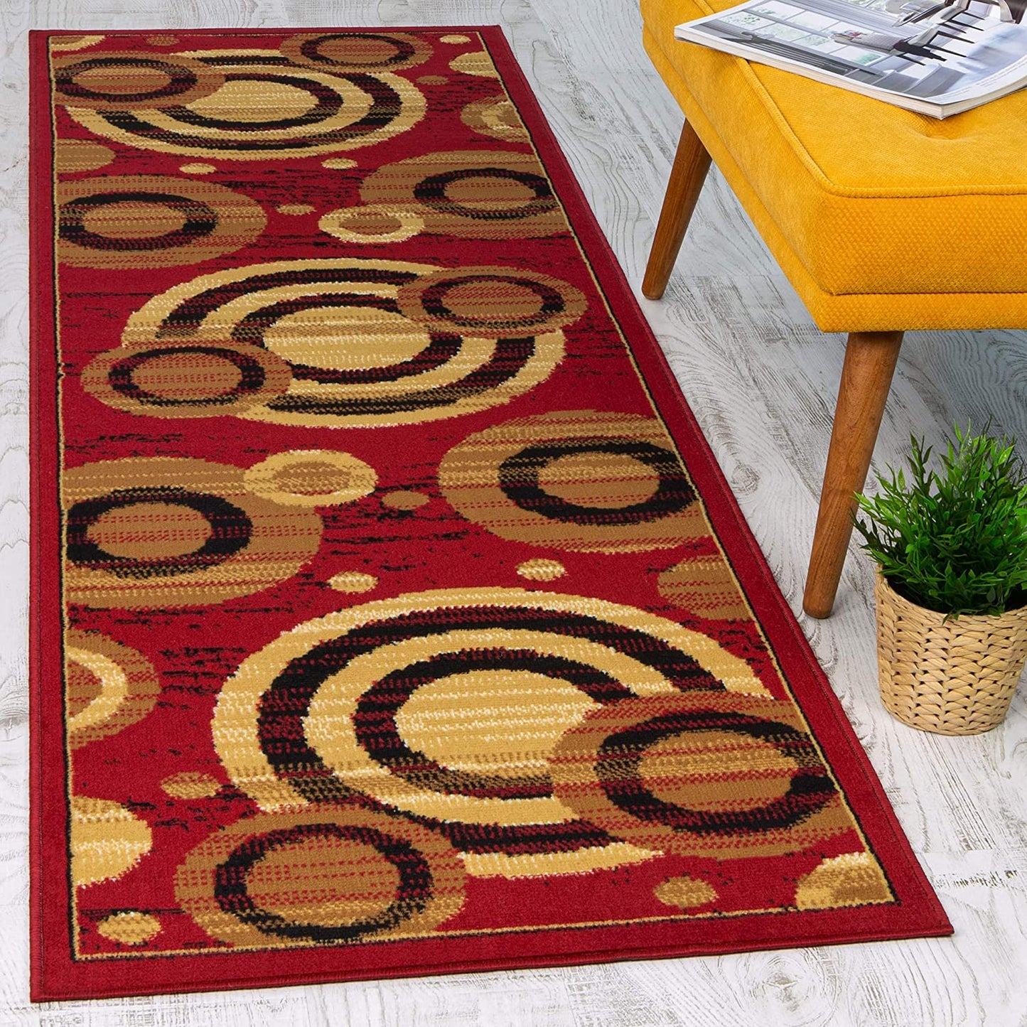 Kashan King Collection Galaxy Geometric Indoor Area Rug Maroon/Beige