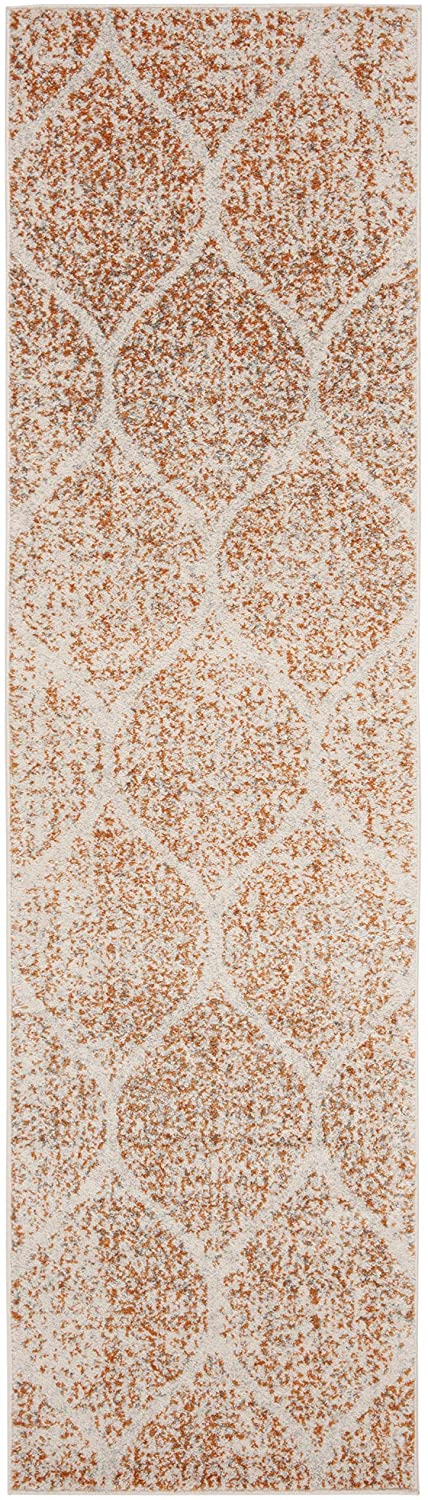 Geometric Trellis Distressed Cream/Orange Soft Area Rug