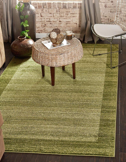 Contemporary Bordered Soft Light Green Area Rug