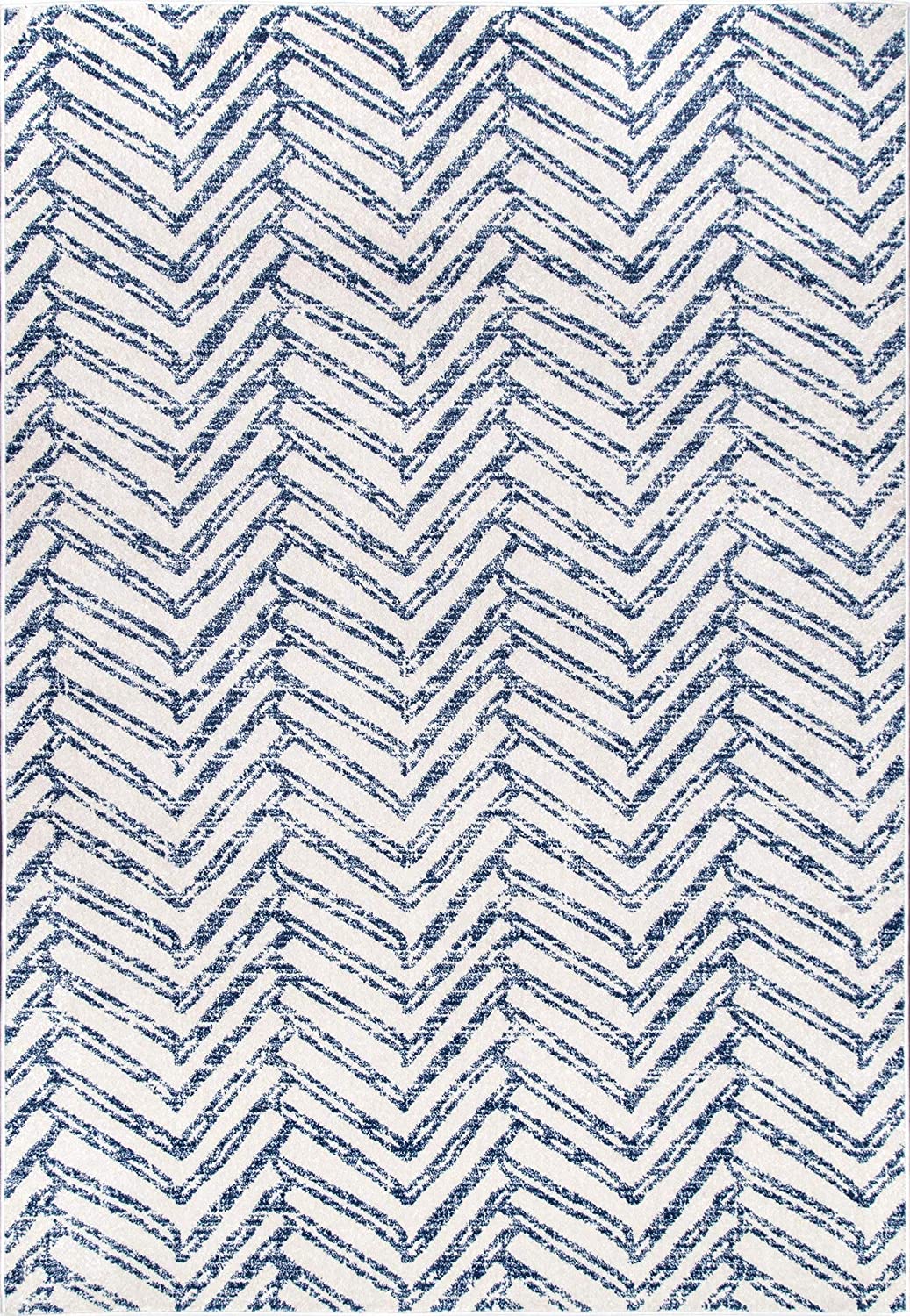 Geometric Ivory Blue Area Rug