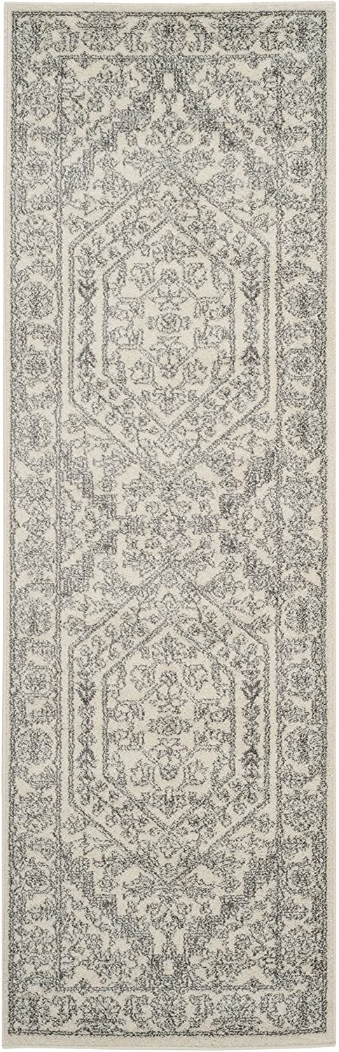 Oriental Vintage Distressed Medallion Ivory/Silver Soft Area Rug