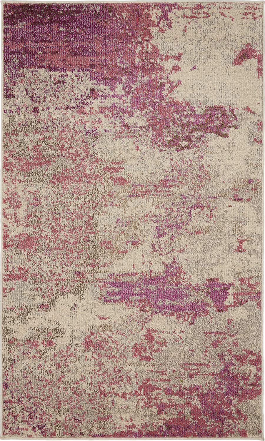 Modern Abstract Area Rug Ivory/Pink,