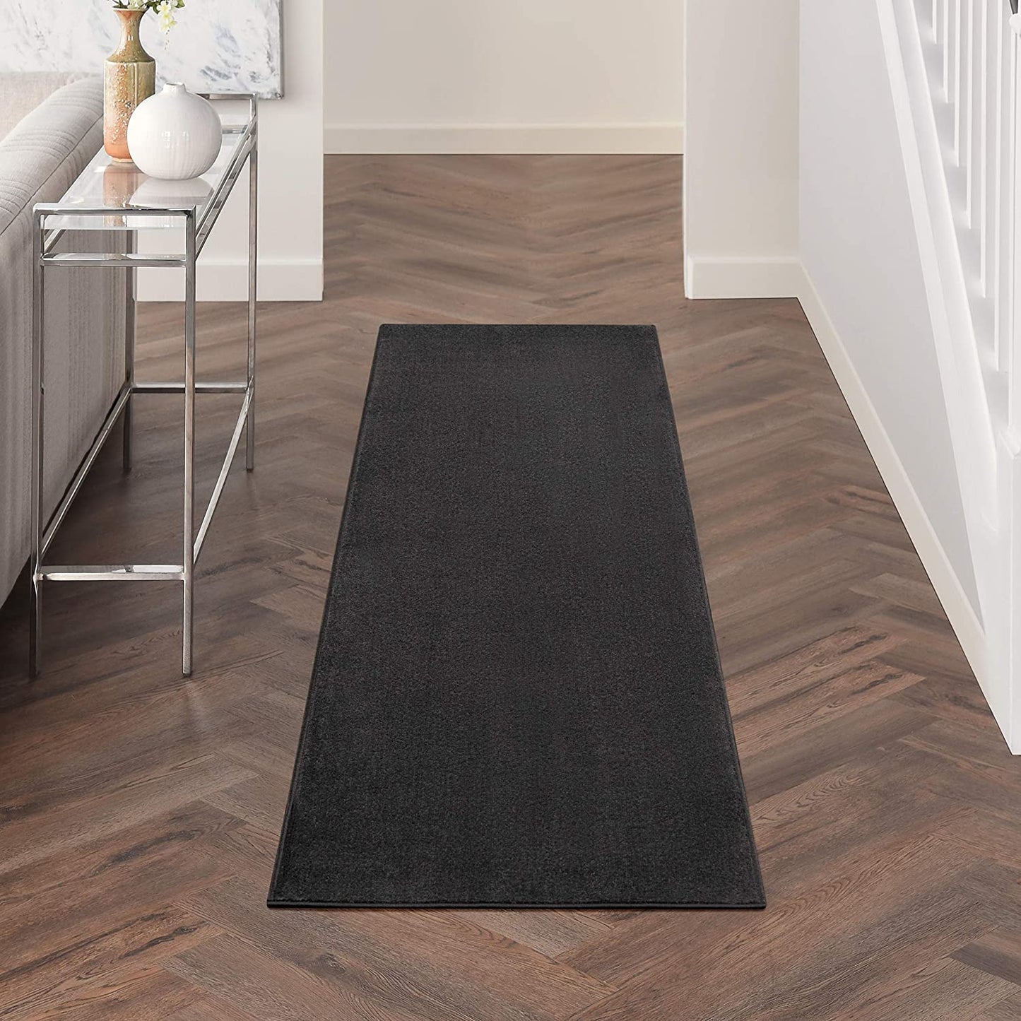 Solid Contemporary Black Indoor/Outdoor Area Rug