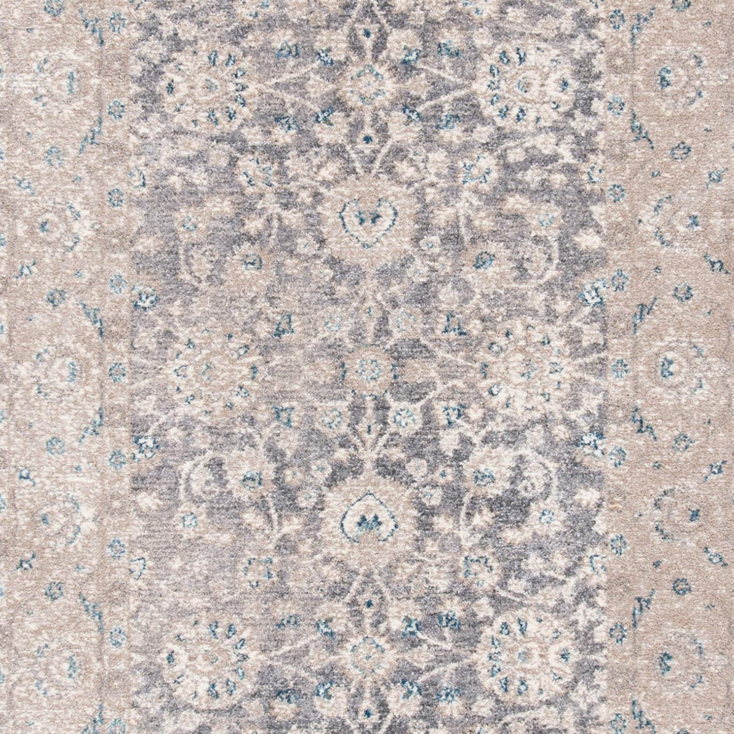 Sofia Collection Vintage Oriental Distressed Soft Area Rug Light Grey / Beige