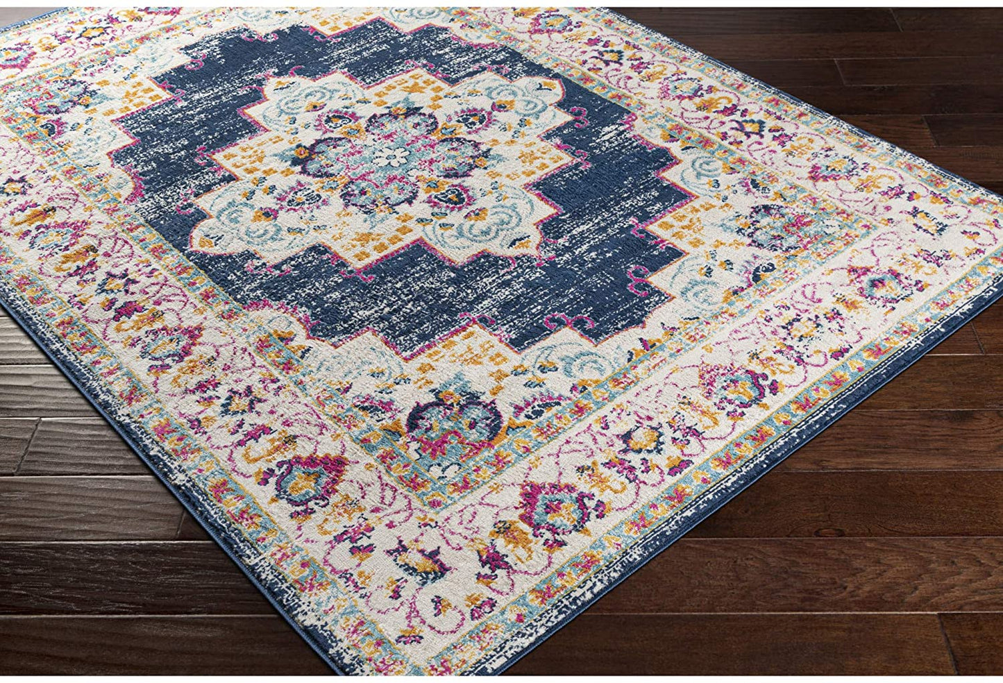 Melta Dark Blue Traditional Soft Area Rug