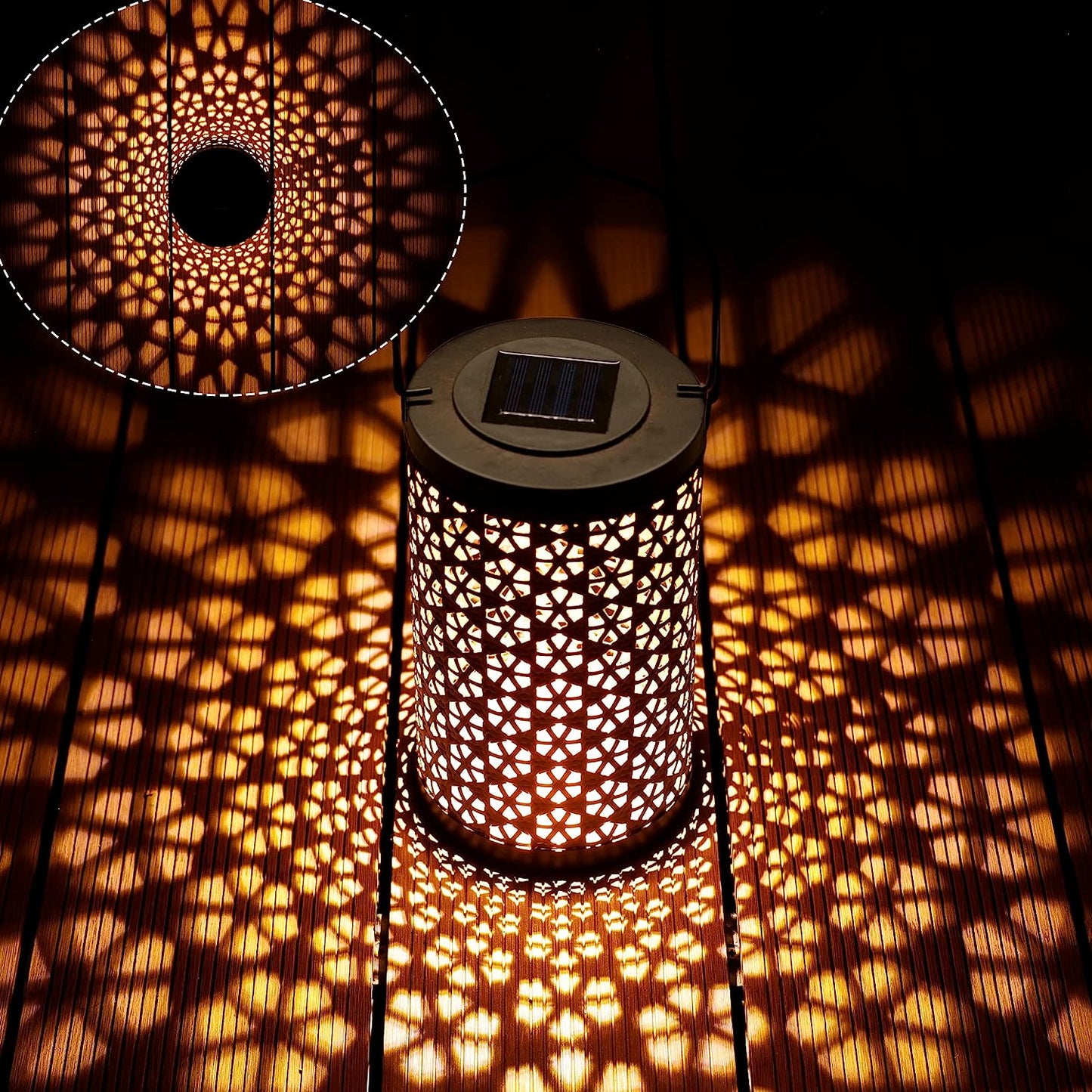 Solar Lantern Outdoor Waterproof, Hanging, Powered Lights, Backyard Porch Patio Balcony Teepee Lawn Pathway Tree-Flower
