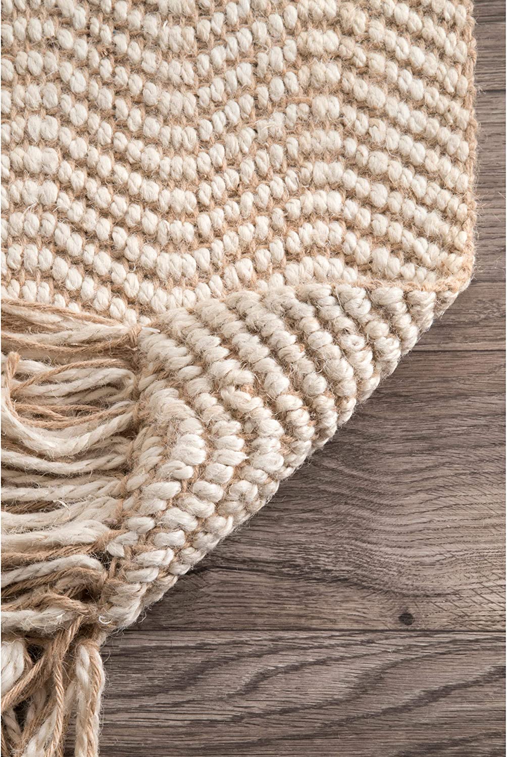 Natural Wavy Chevron Jute Area Rug