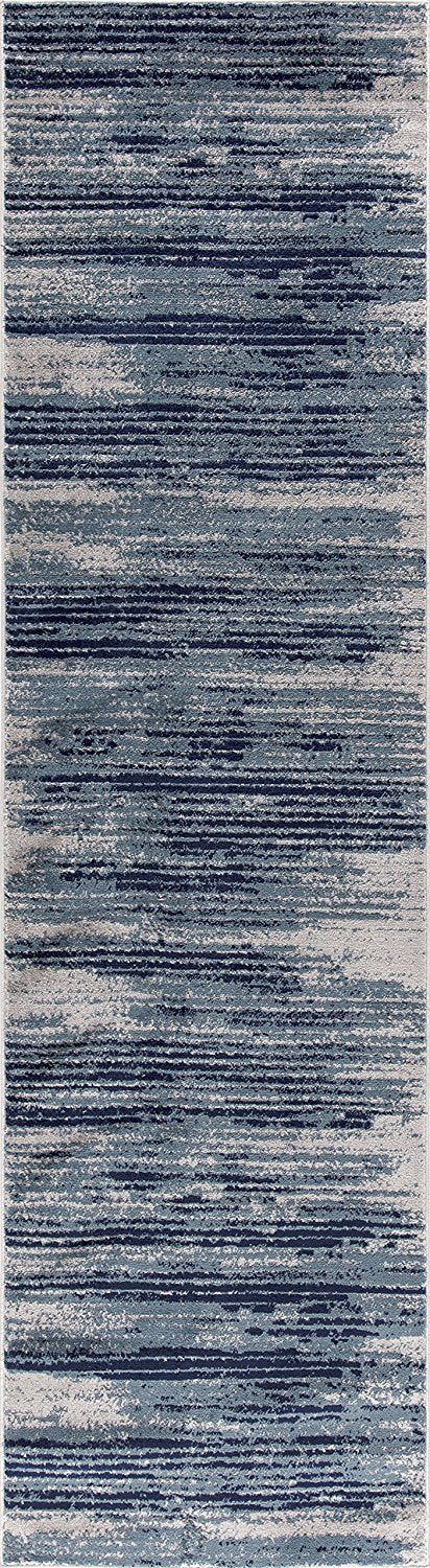 Stripes Design Teal/Navy/Beige Area Rugs