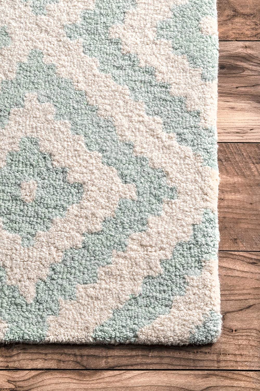 Kellee Aqua Contemporary Wool Area Rug