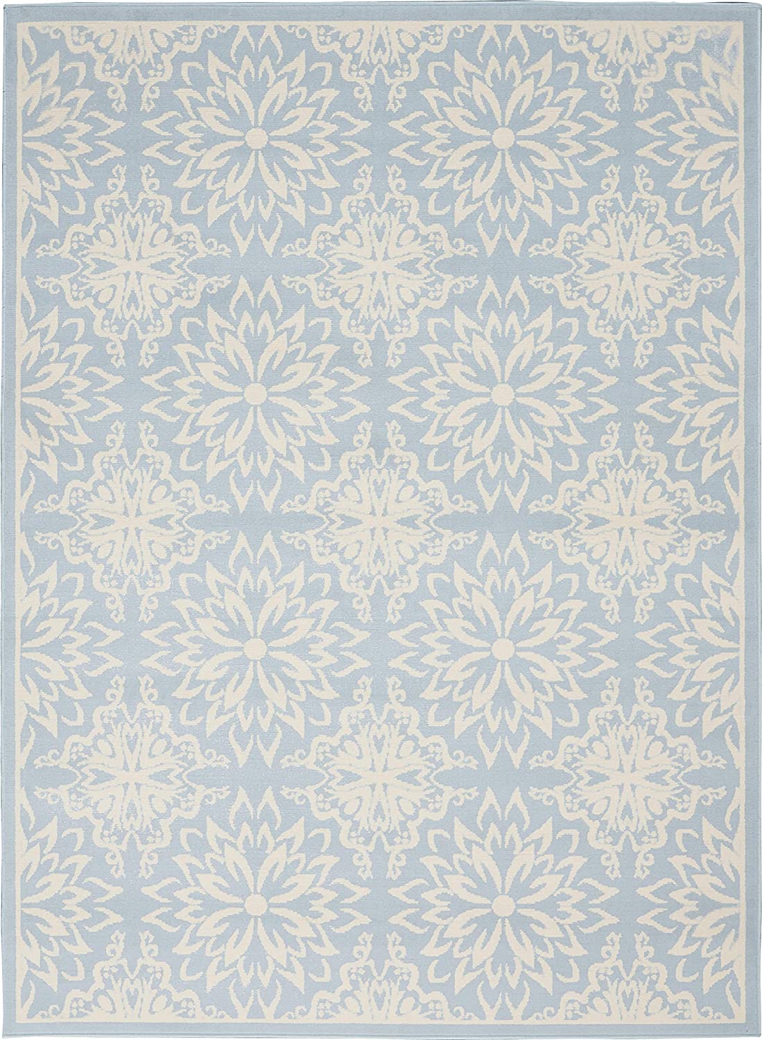 Transitional Floral Ivory/Light Blue Area Rug