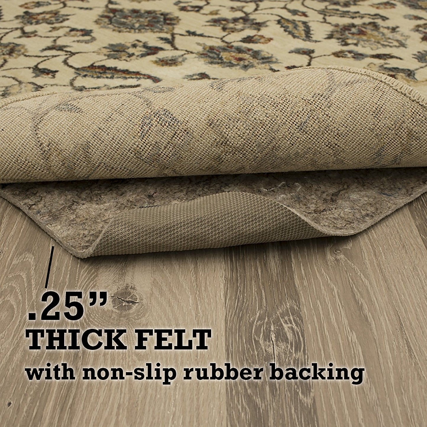 Dual Surface Felt and Latex Non Slip (non skid) Rug Pad 1/4 Inch Thick
