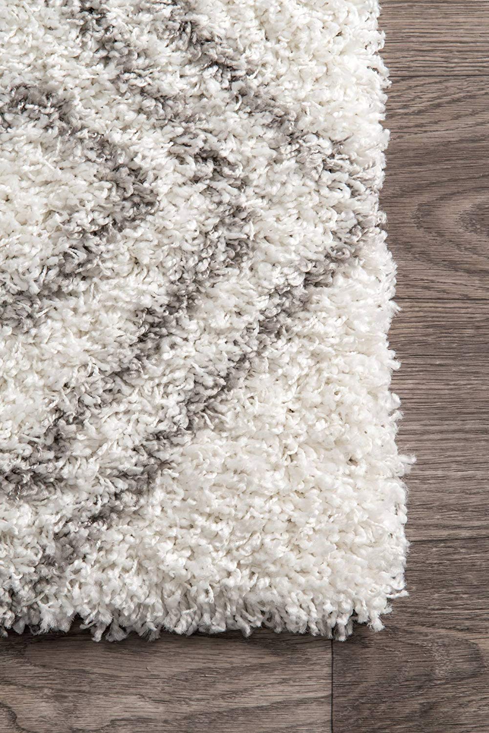 Premium White Grey Trellis Soft Plush Shag Area Rug