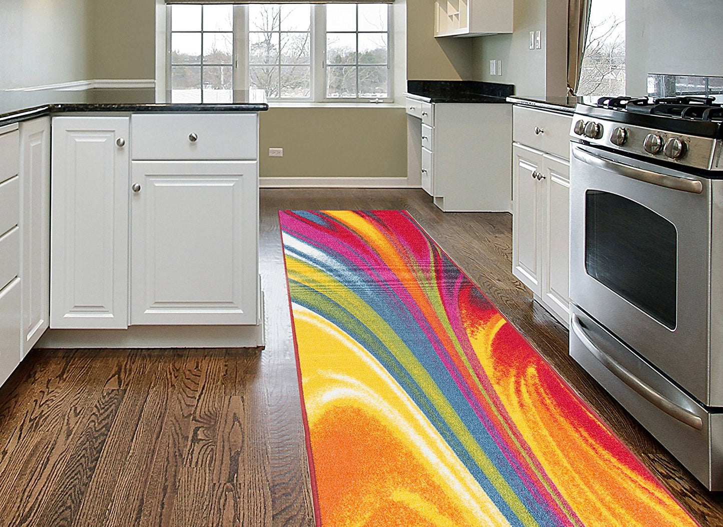 Vibrant Waves Area Rug Non-Slip/ No Skid