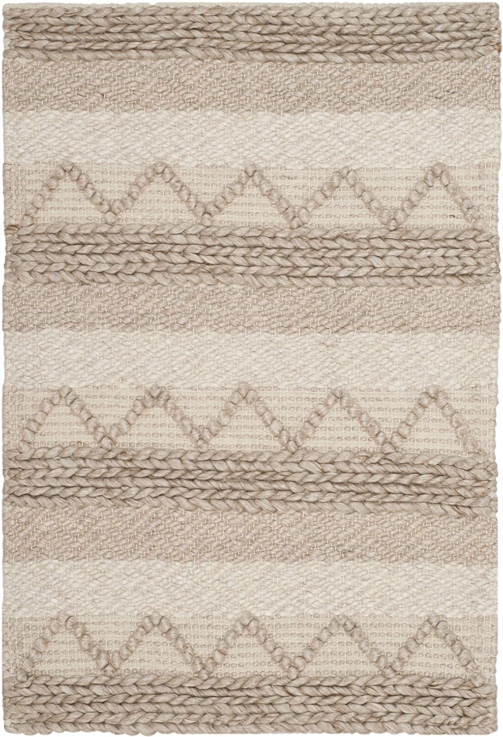 Natura Collection Handmade Moroccan Boho Tribal Wool & Viscose Area Rug Beige