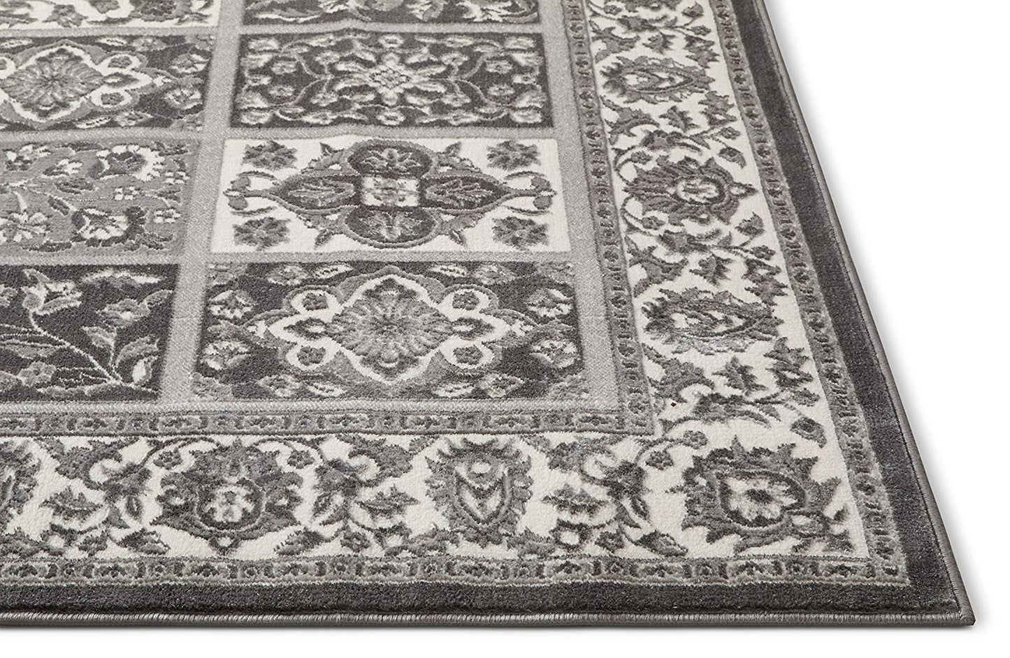 Modern Floral Panel Persian Design Grey Ivory Area Rug