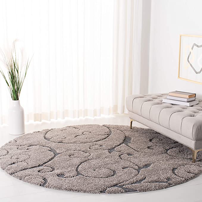 Premium Swirl Thick Plush Grey/Light Blue Area Shag Rug