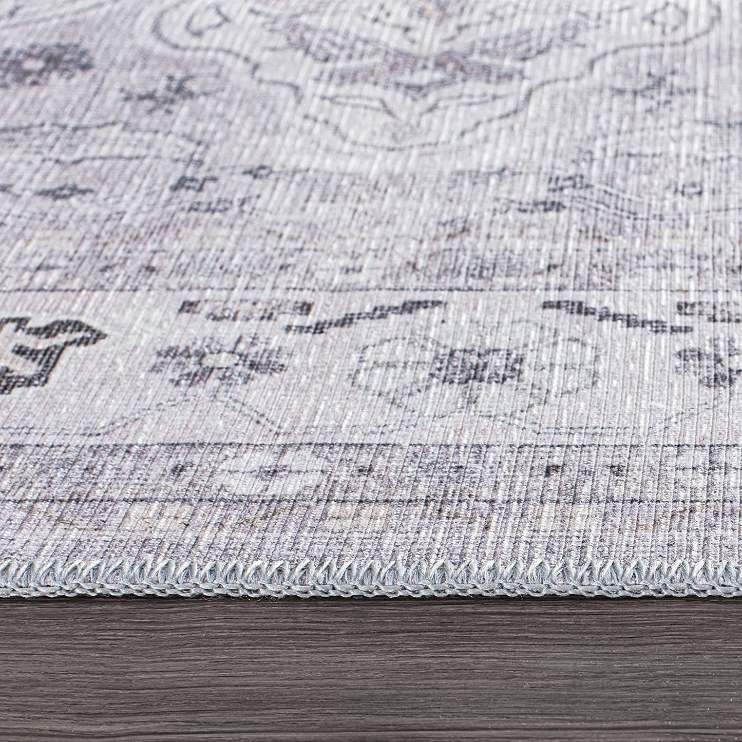Transitional Medallion Stain Resistant Flat Weave Eco Friendly Premium Recycled Machine Washable Area Rug 5'x7' Gray