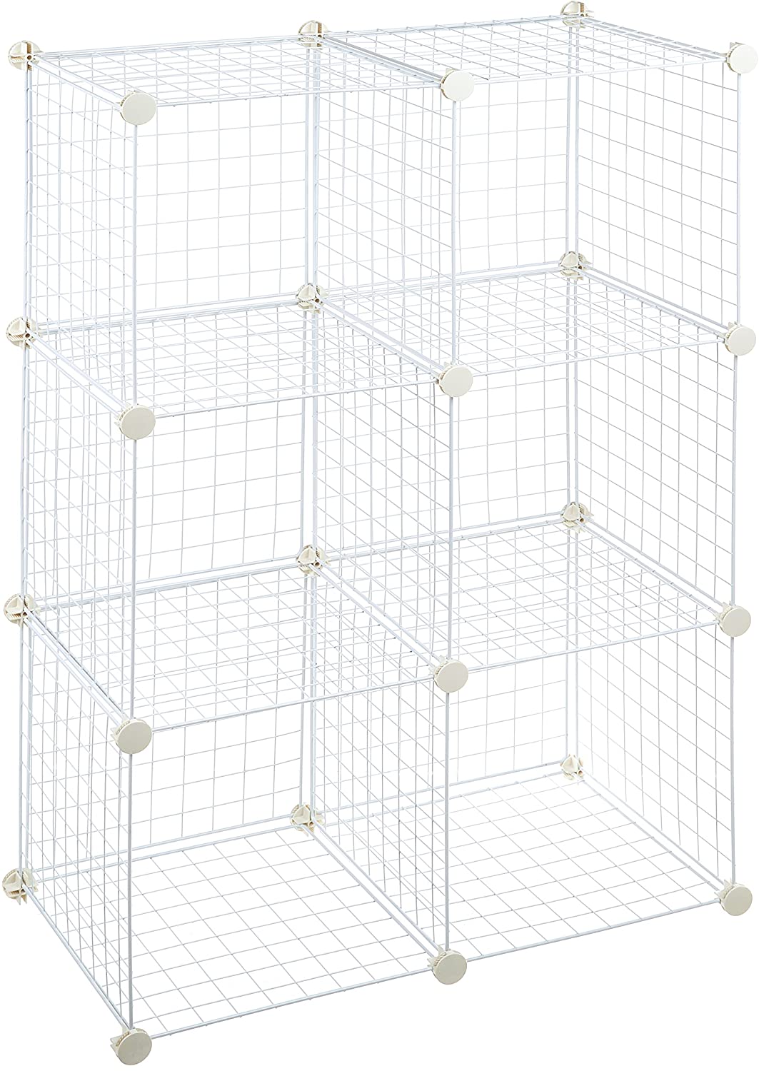 6 Cube Grid Wire Storage Shelves, Black