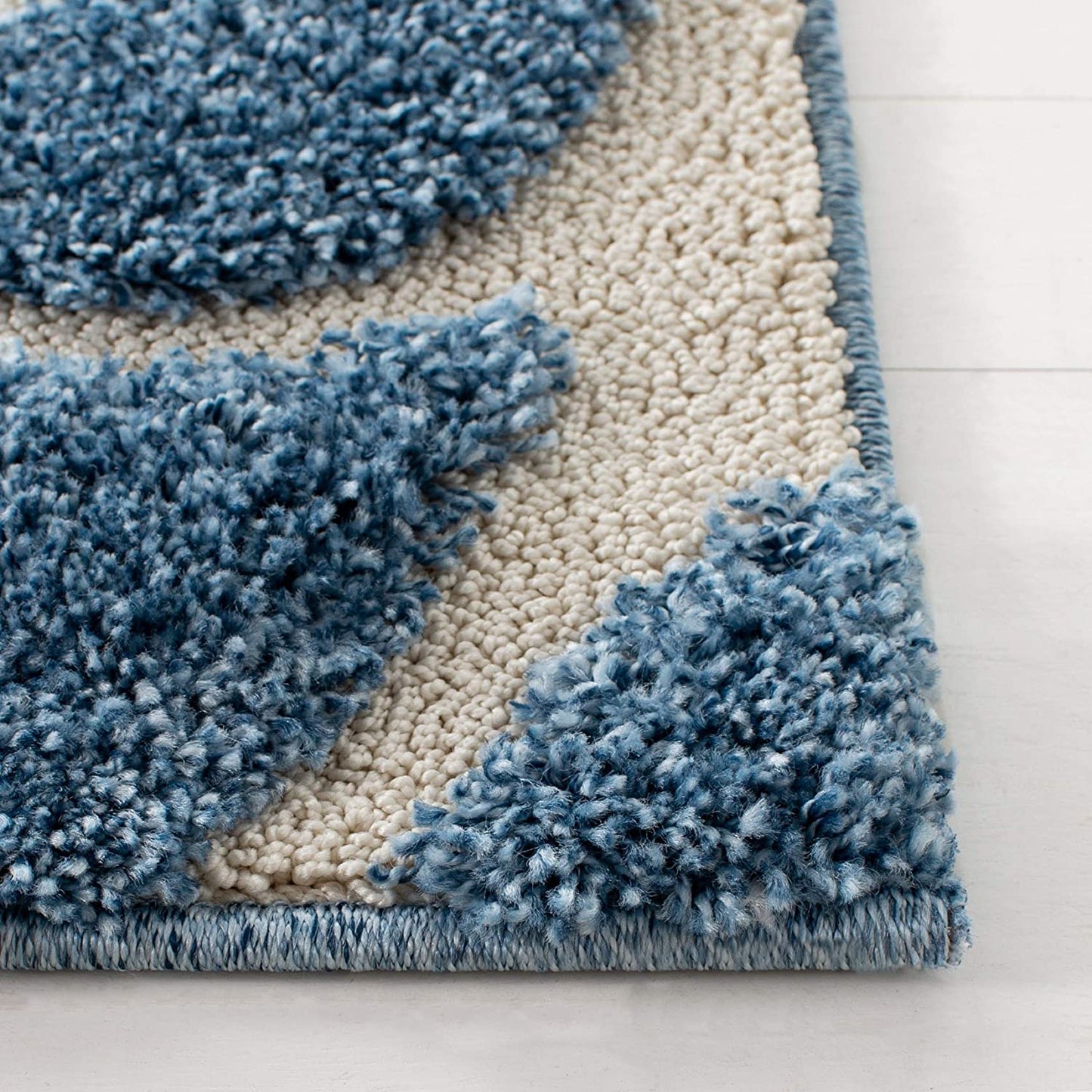 Premium Swirl Thick Plush light Blue/cream Area Shag Rug