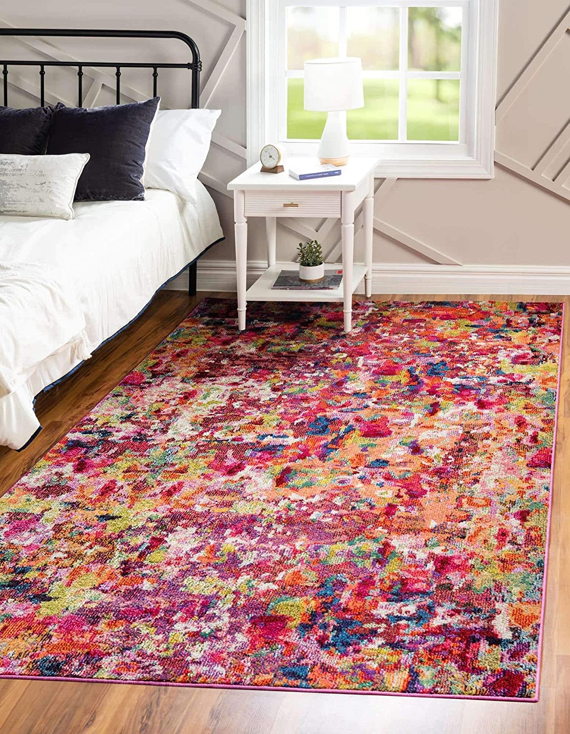 Modern Abstract Magenta Soft Rug