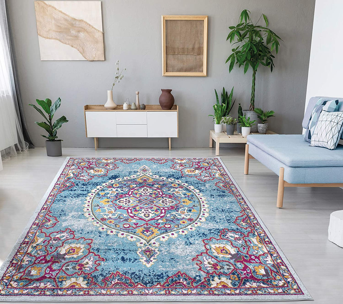 Rixos Medallion Vintage Area Rug, Blue