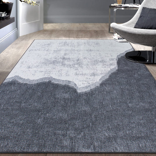 Contemporary Modern Abstract Stain Resistant Flat Weave Eco Friendly Premium Recycled Machine Washable Area Rug 8'4"x11'6" Ivory