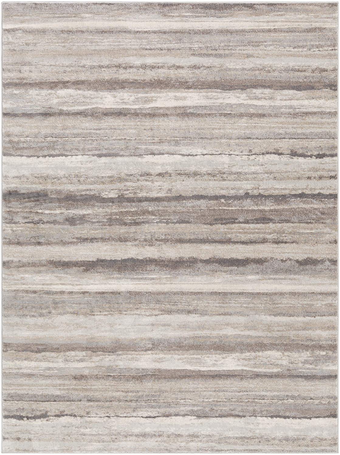 Robin Modern Striped Soft Area Rug, Medium Gray/Camel