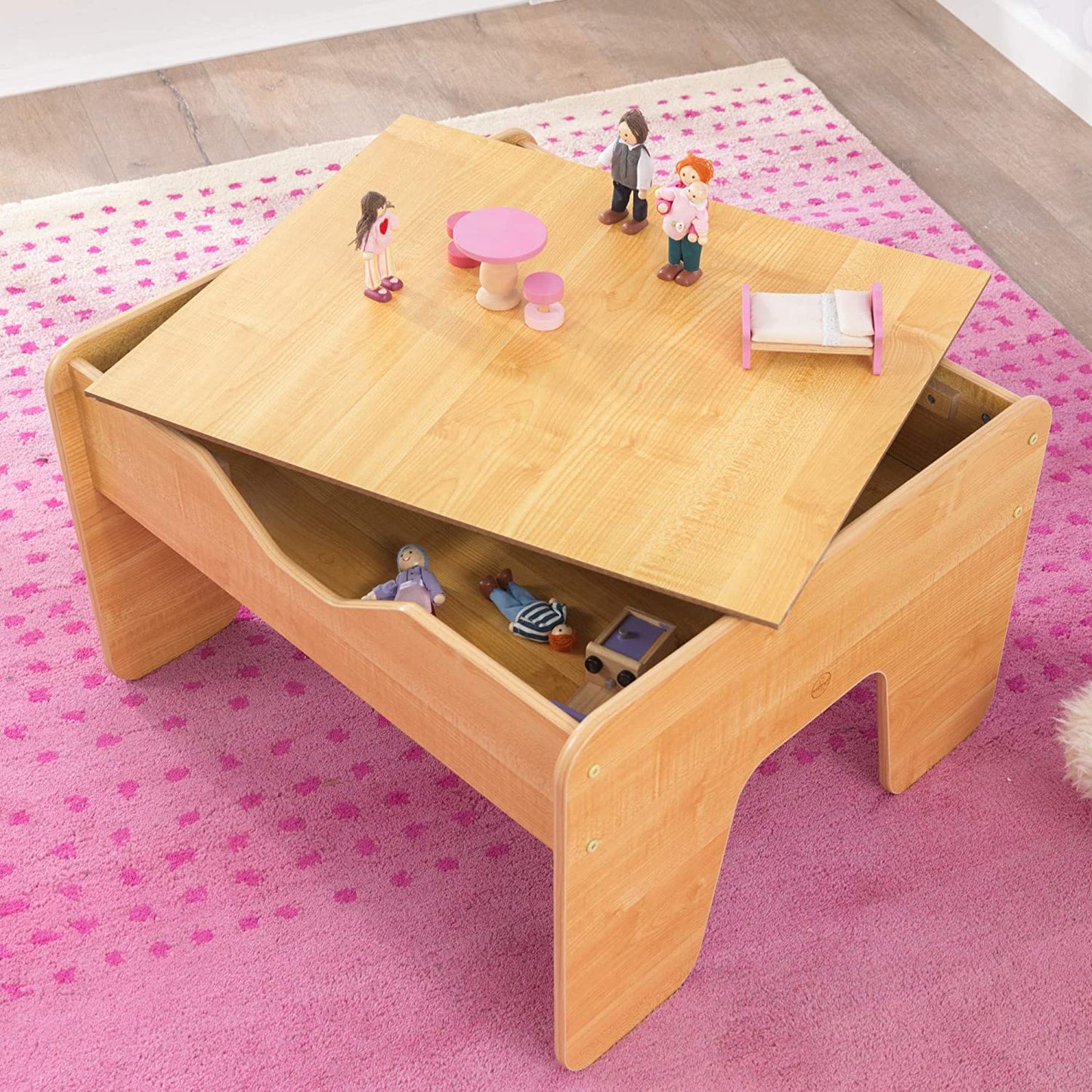 2-in-1 Activity Table with Board Gray/Natural