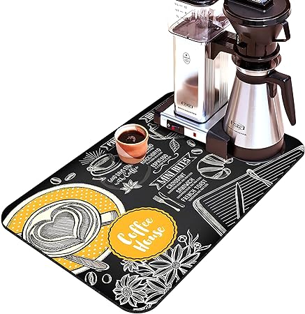 Accessories for Countertop Pioneer Flower Absorbent Hide Stain Rubber Backed Dish Drying Mats, (20x12in)